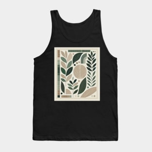 Botanical Mosaic: Harmony in Leaves and Lines Tank Top